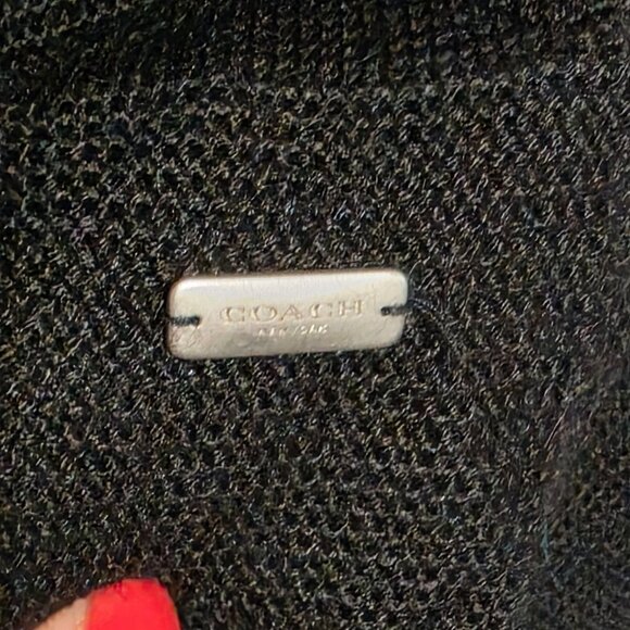 Coach Signature Black Knit Scarf Embossed F32711 Classic Preppy Sleek Designer - Picture 6 of 6